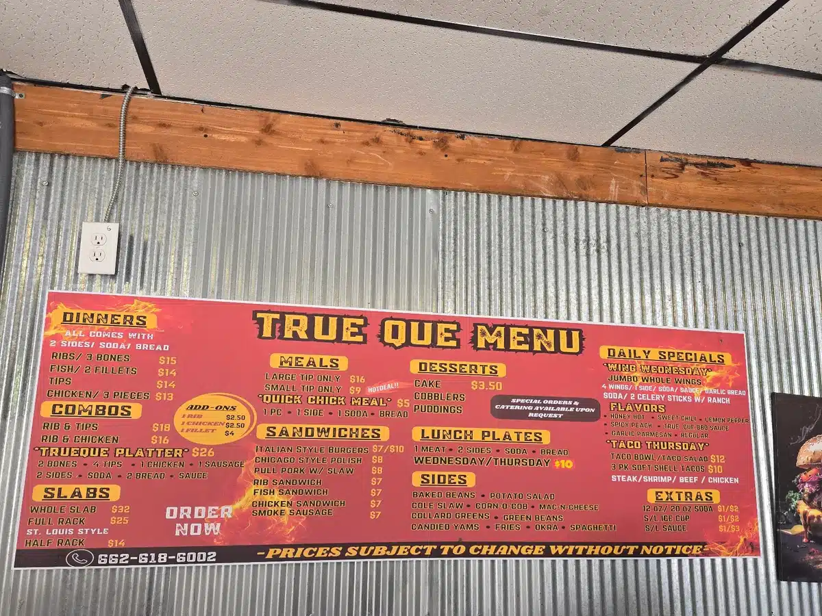 True Que Menu